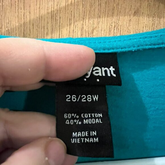 Size 26/28 - Lane Bryant - Short Sleeve Turquoise Knit Wrap - Picture 5 of 7